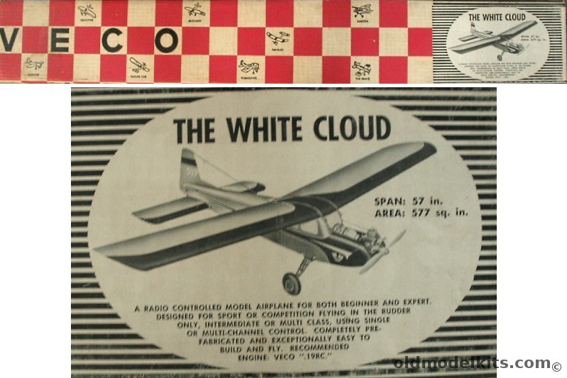 Veco The White Cloud - 57 inch Wingspan Single or Multi Channel RC Aircraft, R-2 plastic model kit